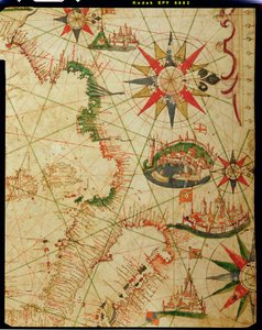 Sydkysten af Frankrig, Italien og Dalmatien, fra et nautisk atlas, 1651 (blæk på pergament) (detalje fra 330924)